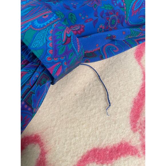 Vtg 70s - 80s Schrader long sleeve paisley belted dress SZ 10 pleated retro midi - Picture 9 of 9